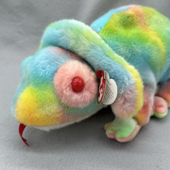 Vtg TY Beanie Buddies Rainbow Chameleon Pastel Tie Dye 1999 Plush Stuffed 14" - Picture 12 of 15